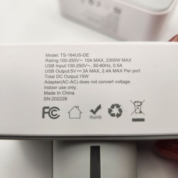 TESSAN White European Travel Plug Adapter with USB Ports Set of 2 - Picture 4 of 4